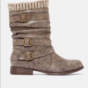 Nafise Sweater Cuff Boot - Taupe